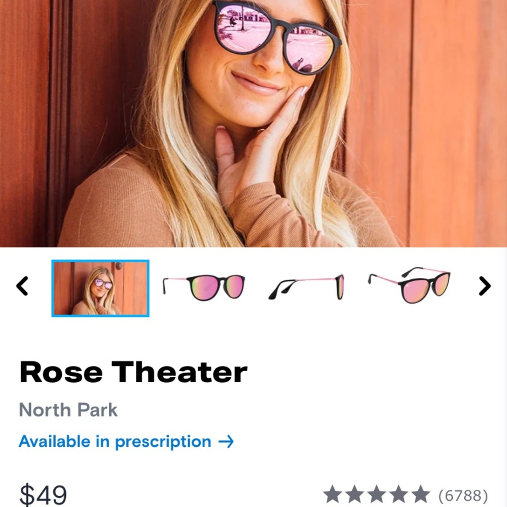 Blenders rose theatre sunglasses (NEW) with protective sleeve and box.